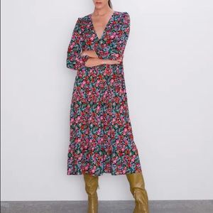 ZARA FLORAL MIDI DRESS
